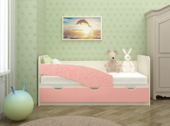 Кровать Бабочки 1,6м (Розовый металлик) в Тулинском - tulinskij.mebel54.com | фото