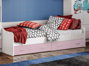 Кровать Fashion-1 Вега 0,9 м (Белый/Розовый) в Тулинском - tulinskij.mebel54.com | фото