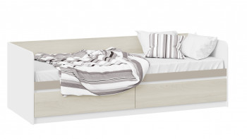 Кровать «Сканди» с 2 ящиками Дуб Гарден/Белый/Глиняный серый в Тулинском - tulinskij.mebel54.com | фото