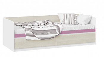 Кровать «Сканди» с 2 ящиками Дуб Гарден/Белый/Лиловый в Тулинском - tulinskij.mebel54.com | фото