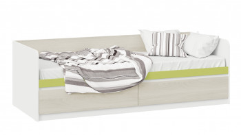 Кровать «Сканди» с 2 ящиками Дуб Гарден/Белый/Зеленый в Тулинском - tulinskij.mebel54.com | фото