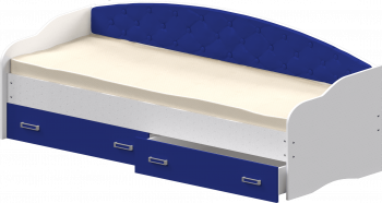 Кровать Софа-8 с мягкой спинкой (900х1900) Белый/Синий в Тулинском - tulinskij.mebel54.com | фото