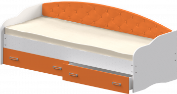 Кровать Софа-8 с мягкой спинкой (900х2000) Белый/Оранжевый в Тулинском - tulinskij.mebel54.com | фото
