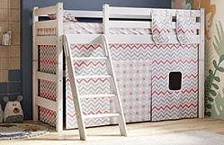 Кровать Соня вариант 6 полувысокая с наклонной лестницей Белый полупрозрачный в Тулинском - tulinskij.mebel54.com | фото