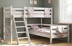Кровать Соня вариант 8 угловая с наклонной лестницей Белый полупрозрачный в Тулинском - tulinskij.mebel54.com | фото