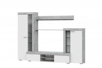 Мебель для гостиной МГС 5 Цемент светлый / Белый в Тулинском - tulinskij.mebel54.com | фото