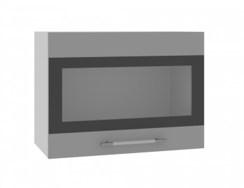 Норд ШВГС 600 Шкаф верхний горизонтальный со стеклом (Софт черный/корпус Белый) в Тулинском - tulinskij.mebel54.com | фото