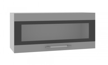 Норд ШВГС 800 Шкаф верхний горизонтальный со стеклом (Софт черный/корпус Белый) в Тулинском - tulinskij.mebel54.com | фото