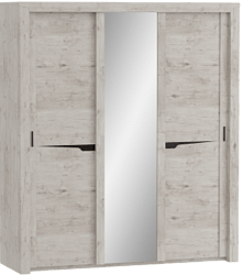Шкаф трехдверный Соренто с раздвижными дверями Дуб бонифаций/Кофе структурный матовый в Тулинском - tulinskij.mebel54.com | фото