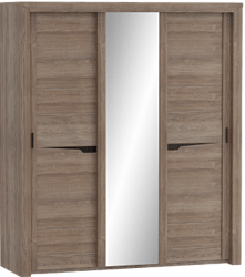 Шкаф трехдверный Соренто с раздвижными дверями Дуб стирлинг/Кофе структурный матовый в Тулинском - tulinskij.mebel54.com | фото